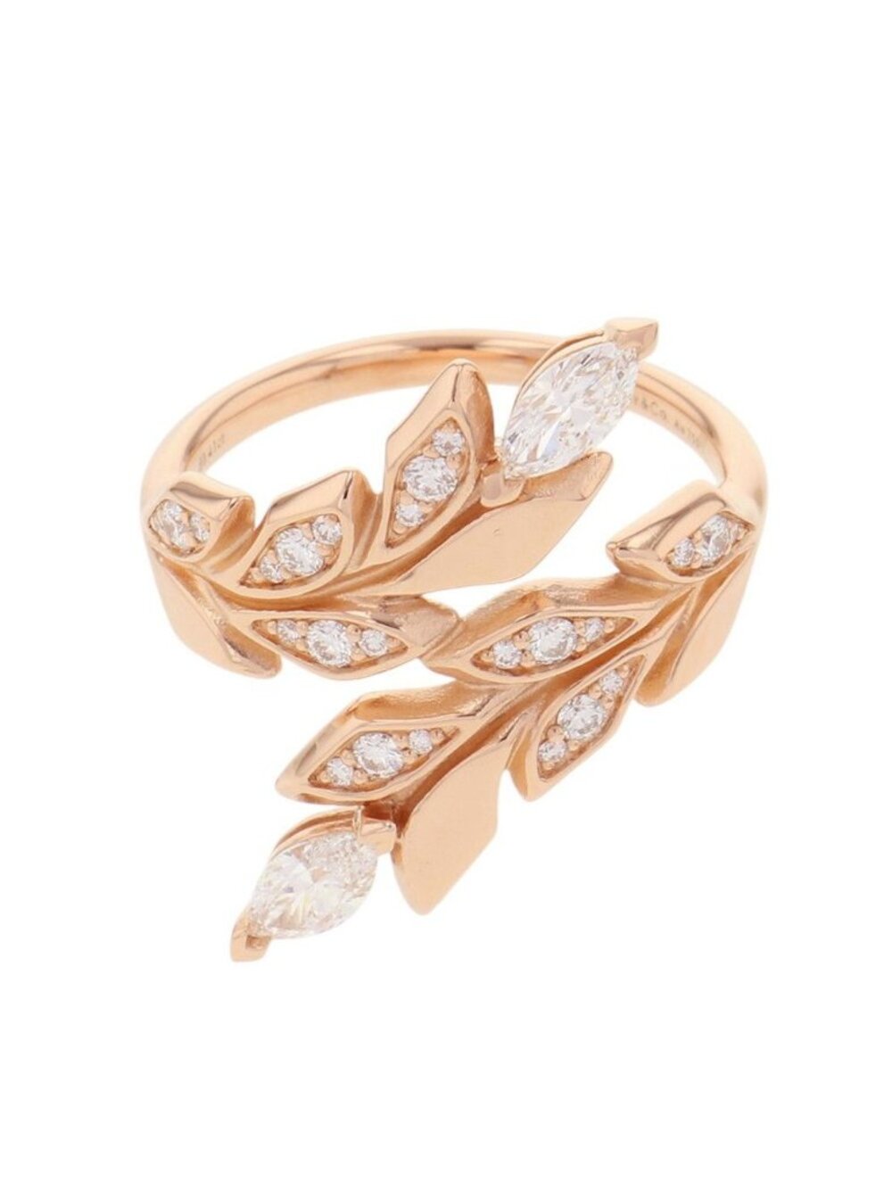 Tiffany & Co Ring Victoria Vine Bypass Diamond Total 18k Pink Gold